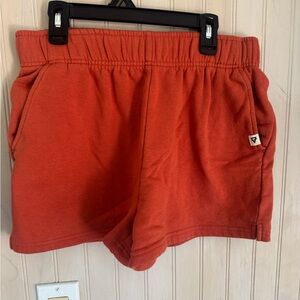 Orange Athletic Shorts with Elastic Waistband